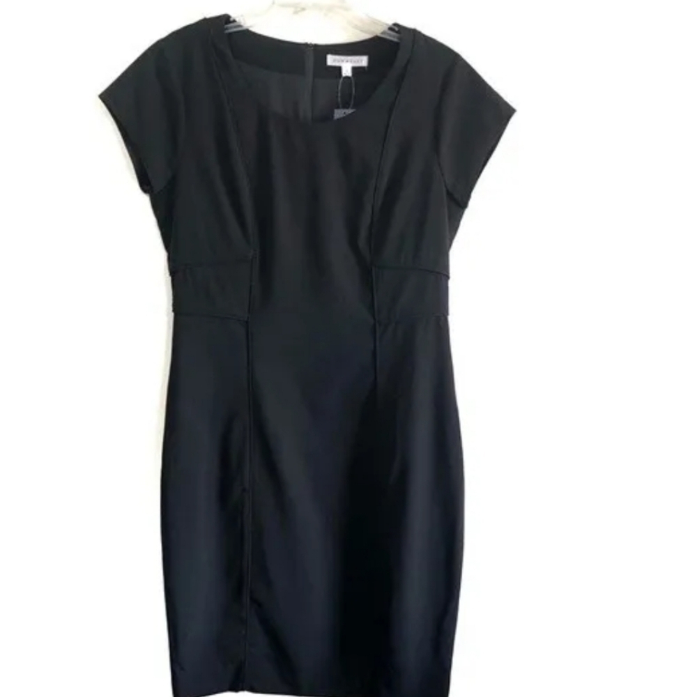 New DownEast Chic Sheath Dress Small Black Pockets Zipper